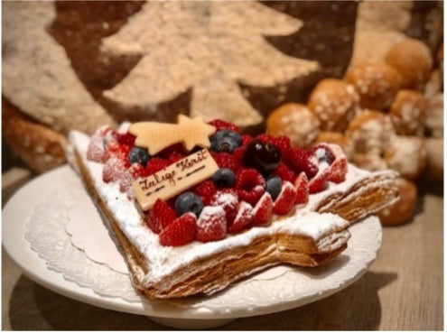 Kerstboom bladerdeeg gemengd fruit
